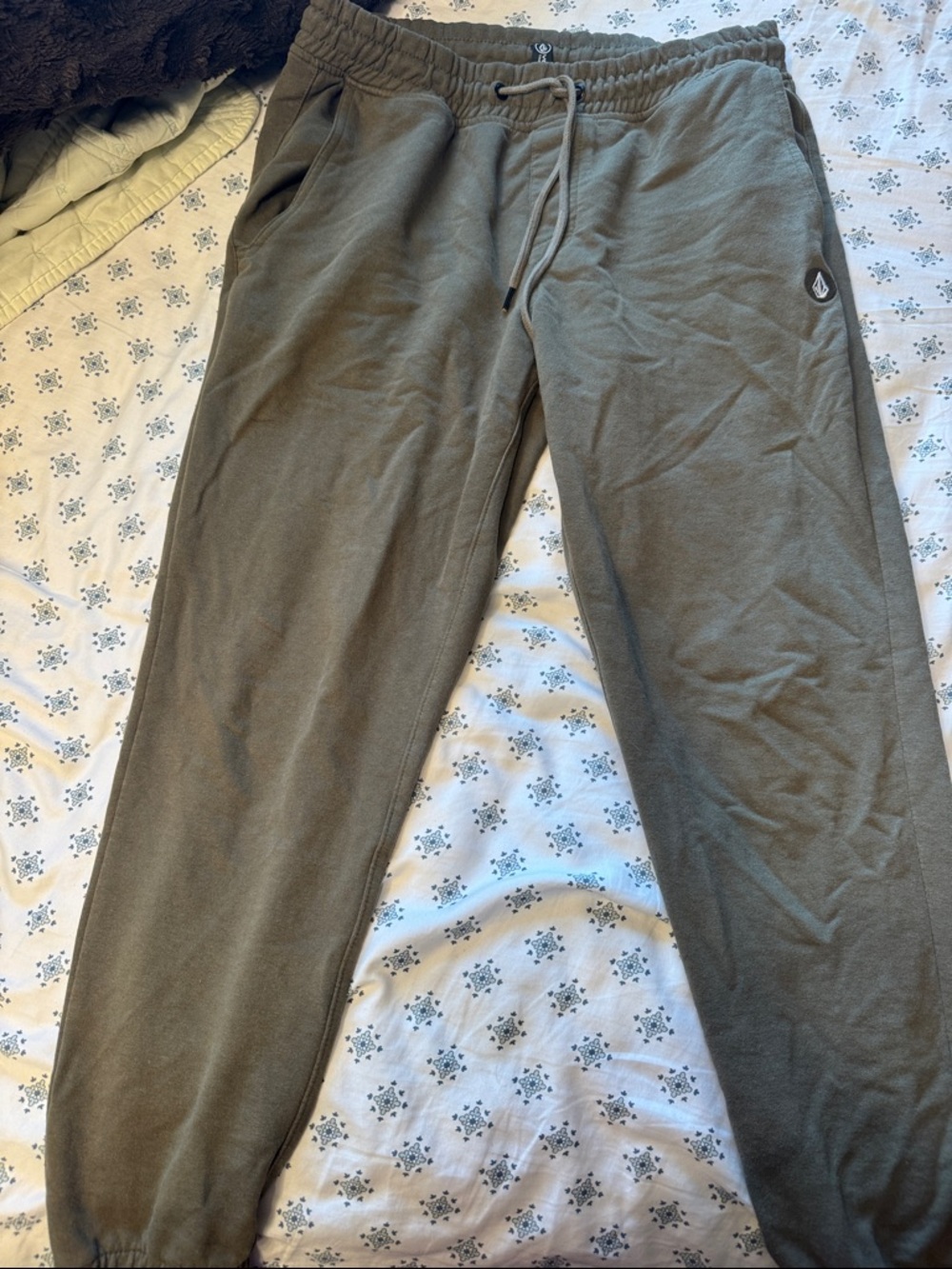 Volcom Men's Olive Jogger Sweatpants with Drawstring Men Small